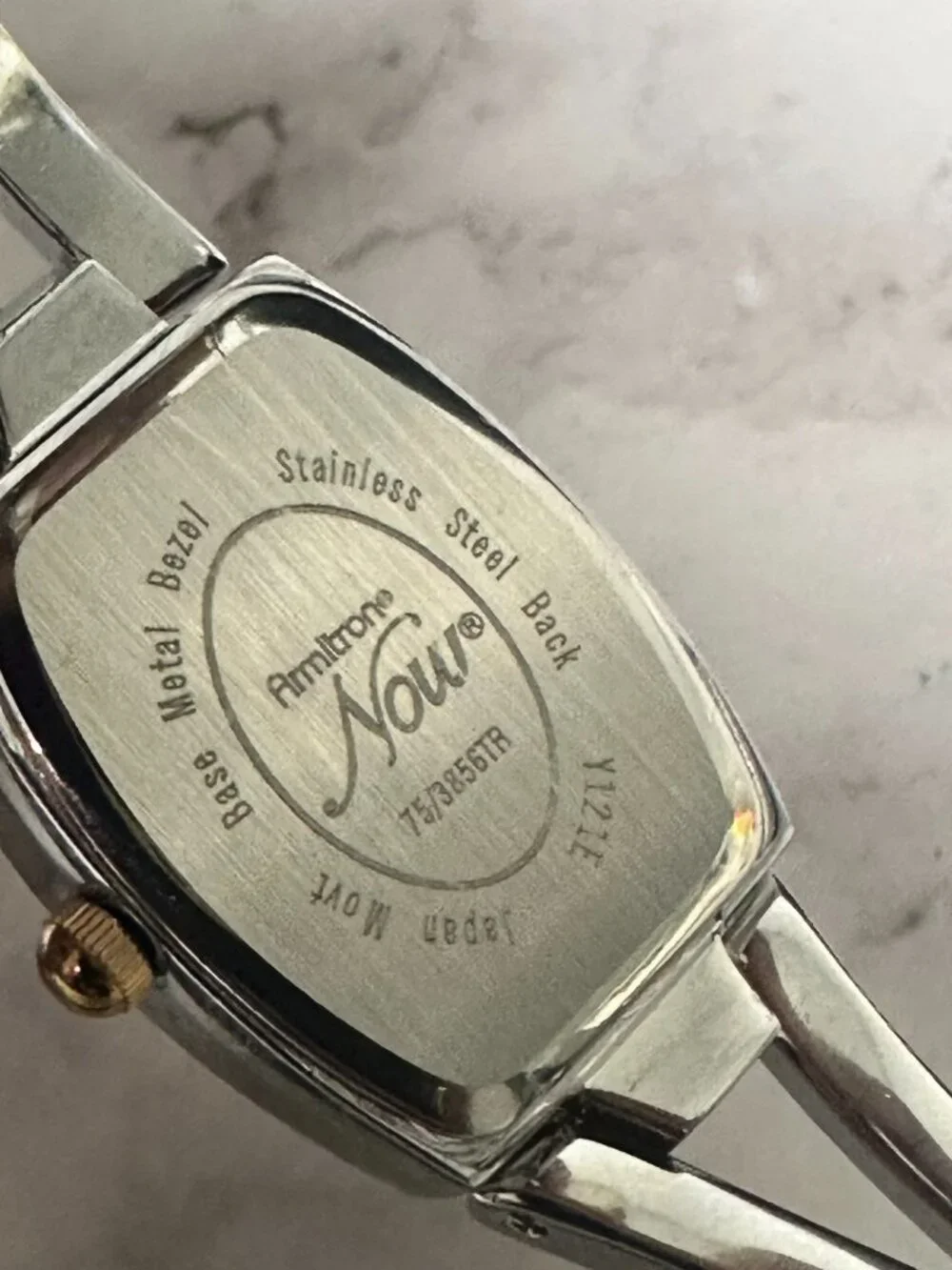 3/$30 Armitron Watch Women Silver Rose Gold Two Tone Crystal Bezel 7.5